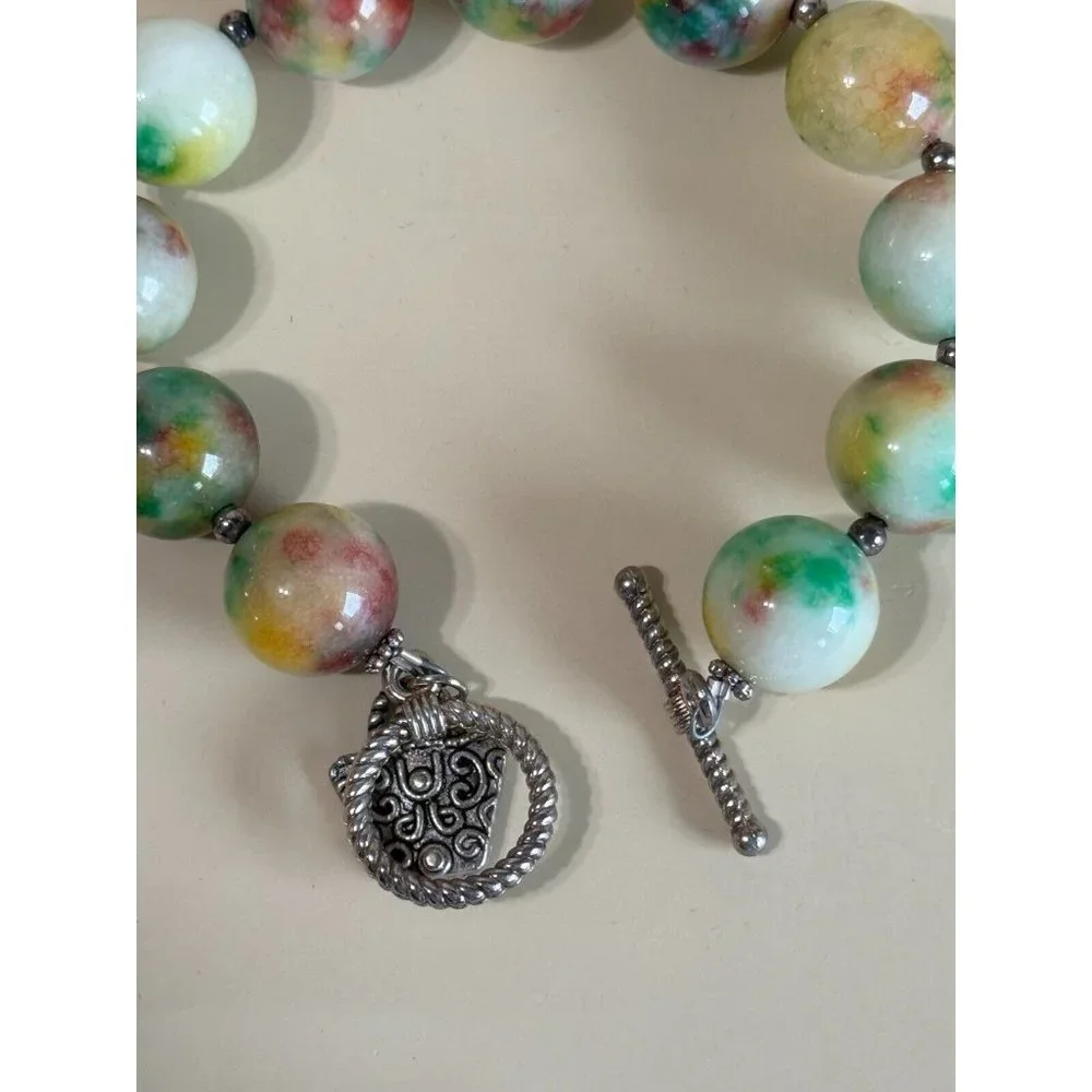 Vintage Muticolor Quartz Agate Gemstone Bracelet 8" - Picture 7 of 7